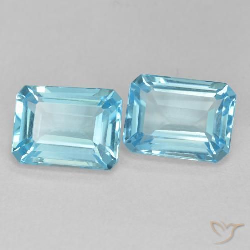 Gemas de Topacio Azul Suizo natural de 3.90 ct, Corte Octágono / Esmeralda, VVS