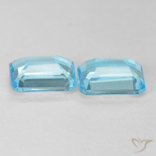 Gemas de Topacio Azul Suizo natural de 3.90 ct, Corte Octágono / Esmeralda, VVS