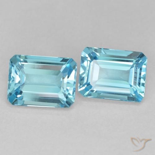 Gemas de Topacio Azul Suizo natural de 4.04 ct, Corte Octágono / Esmeralda, VVS