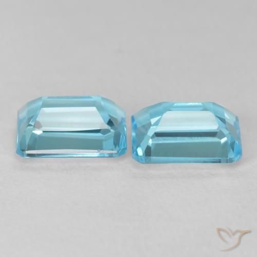 Gemas de Topacio Azul Suizo natural de 4.04 ct, Corte Octágono / Esmeralda, VVS