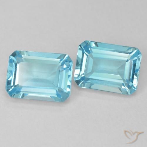 Gemas de Topacio Azul Suizo natural de 4.08 ct, Corte Octágono / Esmeralda, VVS
