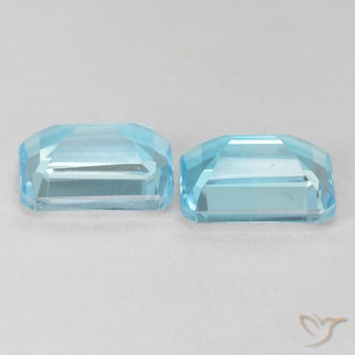 Gemas de Topacio Azul Suizo natural de 4.08 ct, Corte Octágono / Esmeralda, VVS
