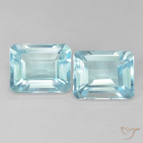 7.78ctw Natural Azul verdoso claro Topacio, corte esmeralda, VVS-VS