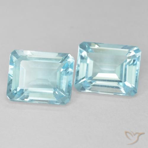 Gemas de Topacio Azul verdoso claro natural de 7.78 ct, Corte Octágono / Esmeralda, VVS-VS