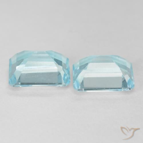 Gemas de Topacio Azul verdoso claro natural de 7.78 ct, Corte Octágono / Esmeralda, VVS-VS