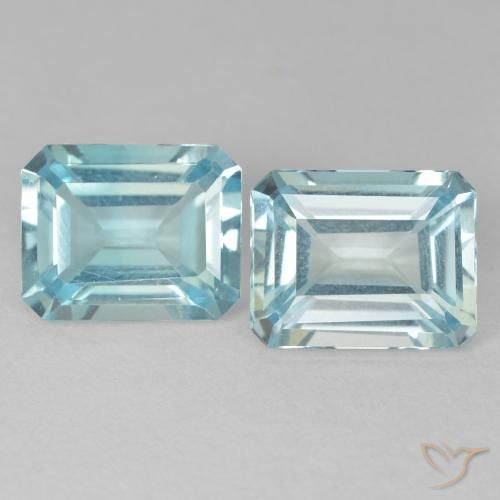 7.57ctw Natural Azul verdoso claro Topacio, corte esmeralda, VVS-VS