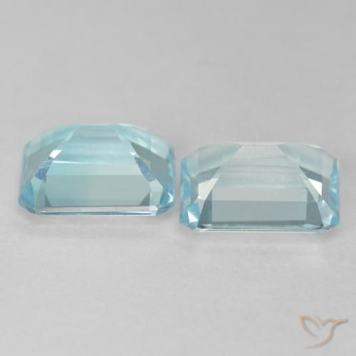Gemas de Topacio Azul verdoso claro natural de 7.57 ct, Corte Octágono / Esmeralda, VVS-VS