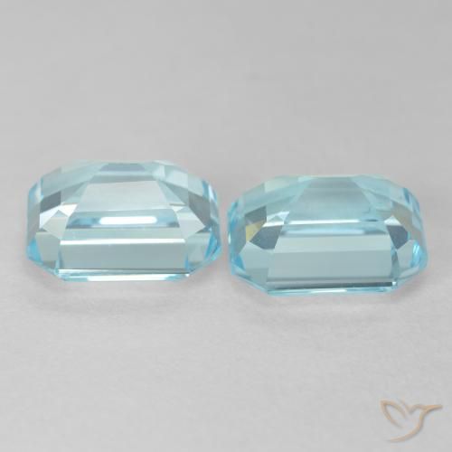 Gemas de Topacio Azul verdoso claro natural de 8.20 ct, Corte Octágono / Esmeralda, VVS-VS