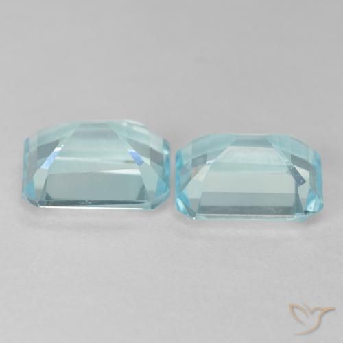 Gemas de Topacio Azul claro natural de 7.63 ct, Corte Octágono / Esmeralda, VVS-VS