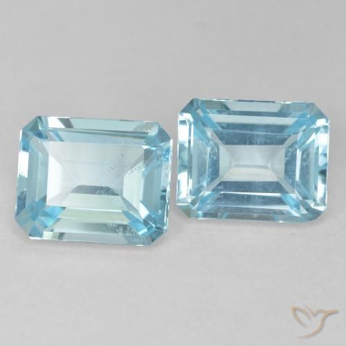 Gemas de Topacio Azul claro natural de 7.63 ct, Corte Octágono / Esmeralda, VVS-VS