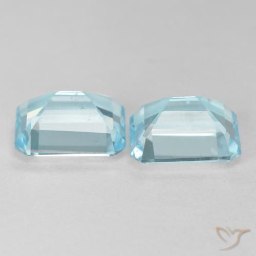 Gemas de Topacio Azul claro natural de 7.63 ct, Corte Octágono / Esmeralda, VVS-VS