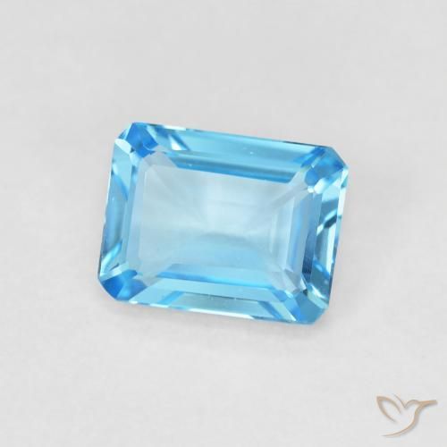 Topacio Azul celeste intenso natural de 1.80 ct, Corte Octágono / Esmeralda, VVS