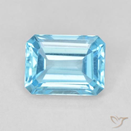 2.02ct Natural Azul Suizo Topacio, corte esmeralda, VVS