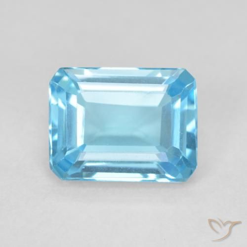 Topacio Azul Suizo natural de 1.92 ct, Corte Octágono / Esmeralda, VVS