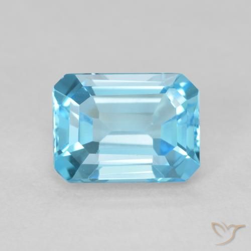 1.86ct Natural Azul Suizo Topacio, corte esmeralda, VVS