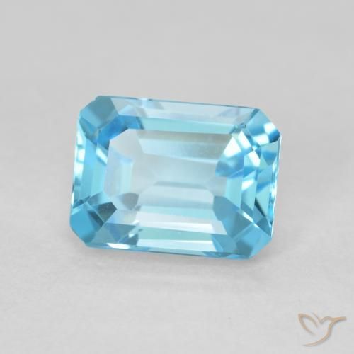 Topacio Azul Suizo natural de 1.86 ct, Corte Octágono / Esmeralda, VVS