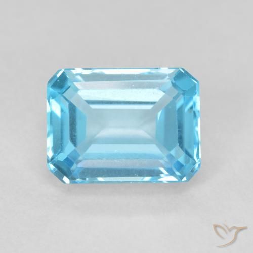 2.16ct Natural Azul Suizo Topacio, corte esmeralda, VVS