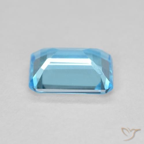 Topacio Azul Suizo natural de 1.70 ct, Corte Octágono / Esmeralda, VVS