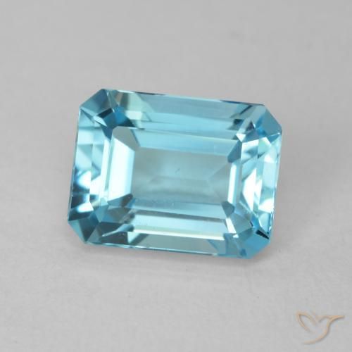 Topacio Azul claro natural de 2.07 ct, Corte Octágono / Esmeralda, VVS