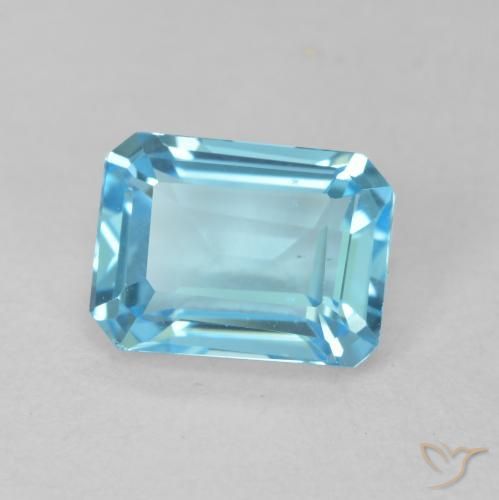 Topacio Azul Suizo natural de 2.08 ct, Corte Octágono / Esmeralda, VVS