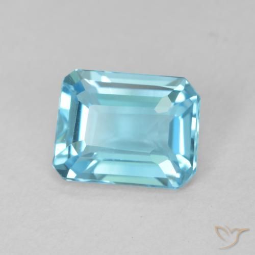 Topacio Azul Suizo natural de 1.70 ct, Corte Octágono / Esmeralda, VVS