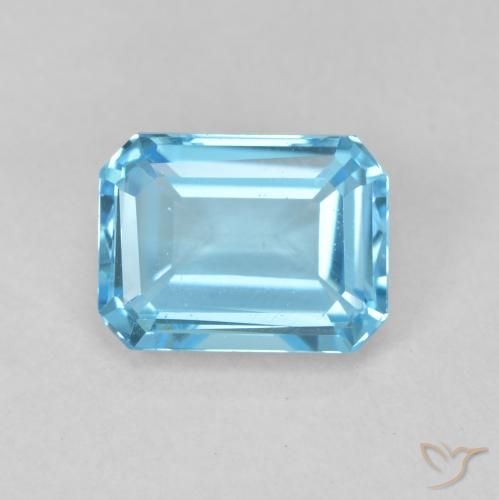 2.11ct Natural Azul Suizo Topacio, corte esmeralda, VVS