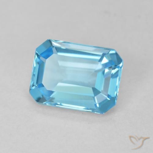 Topacio Azul Suizo natural de 1.80 ct, Corte Octágono / Esmeralda, VVS
