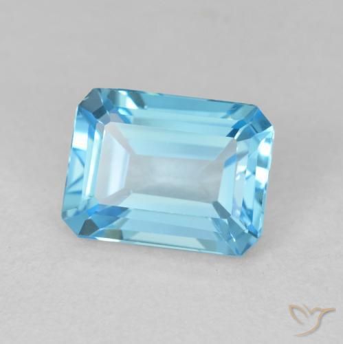 Topacio Azul Suizo natural de 2.08 ct, Corte Octágono / Esmeralda, VVS