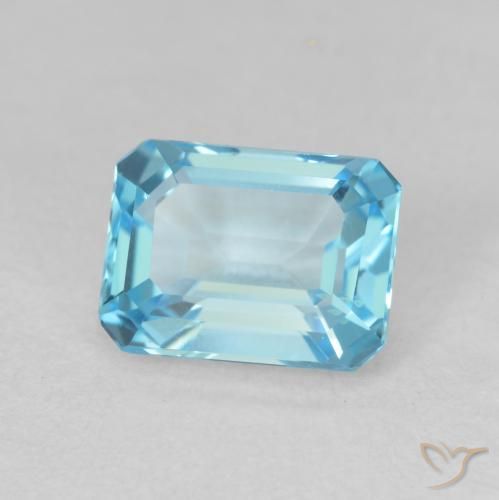 Topacio Azul Suizo natural de 2.20 ct, Corte Octágono / Esmeralda, VVS