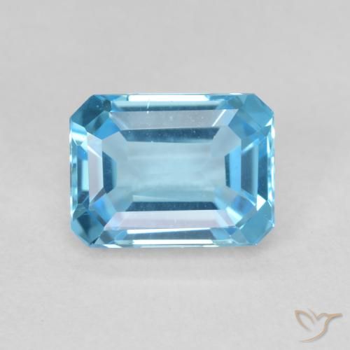 2.06ct Natural Azul Suizo Topacio, corte esmeralda, VVS