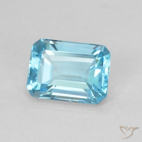 Topacio Azul Suizo natural de 1.84 ct, Corte Octágono / Esmeralda, VVS