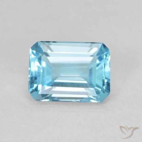 Topacio Azul Suizo natural de 1.84 ct, Corte Octágono / Esmeralda, VVS