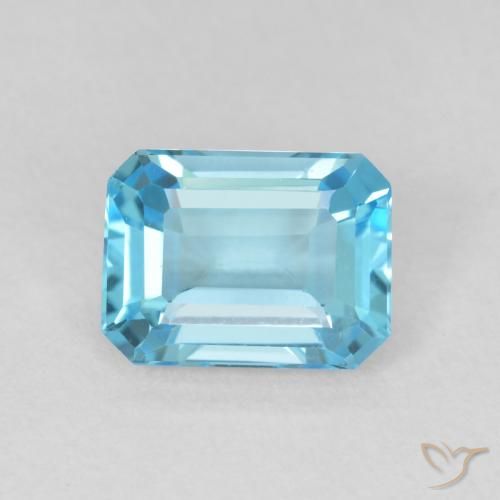 1.86ct Natural Azul Suizo Topacio, corte esmeralda, VVS