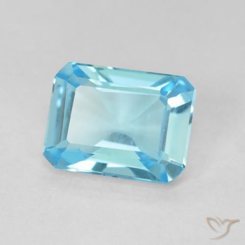 Topacio Azul Suizo natural de 1.68 ct, Corte Octágono / Esmeralda, VVS