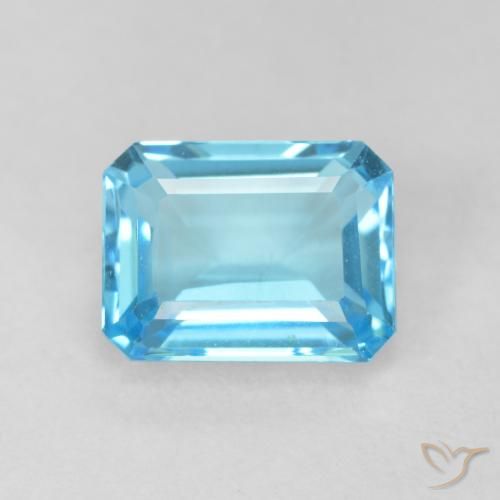 2.17ct Natural Azul Suizo Topacio, corte esmeralda, VVS