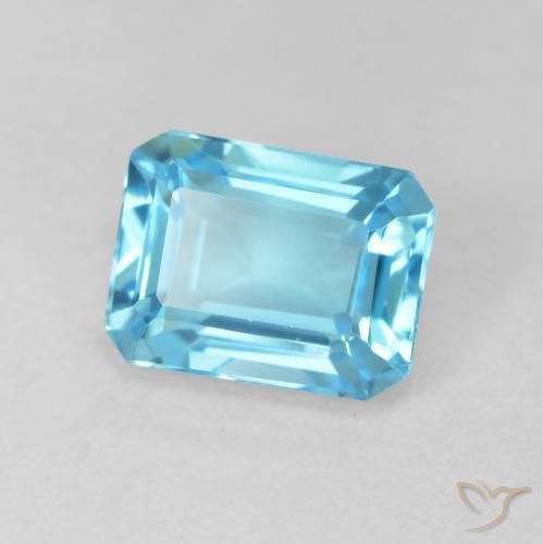 Topacio Azul Suizo natural de 2.08 ct, Corte Octágono / Esmeralda, VVS
