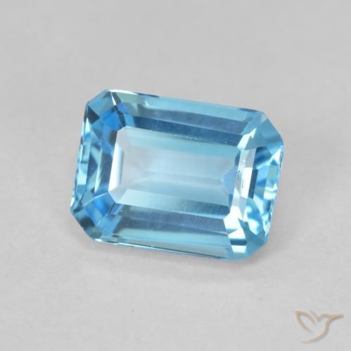 Topacio Azul Suizo natural de 1.97 ct, Corte Octágono / Esmeralda, VVS-VS