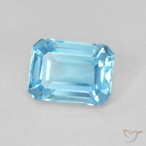 Topacio Azul Suizo natural de 1.98 ct, Corte Octágono / Esmeralda, VVS-VS