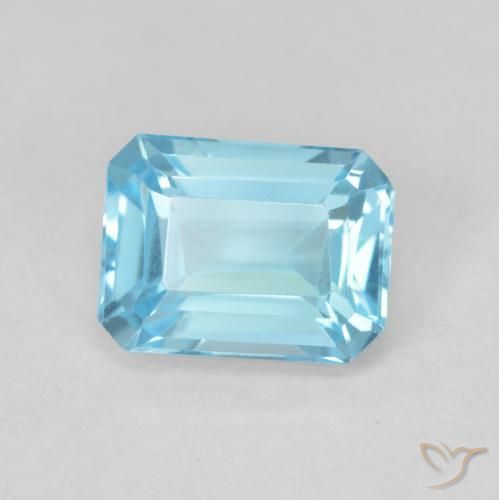 Topacio Azul Suizo natural de 2.13 ct, Corte Octágono / Esmeralda, VVS-VS