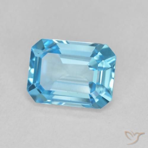 Topacio Azul Suizo natural de 1.76 ct, Corte Octágono / Esmeralda, VVS-VS