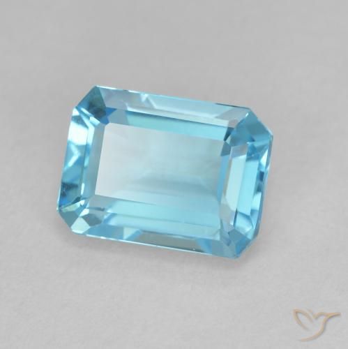 Topacio Azul Suizo natural de 2.00 ct, Corte Octágono / Esmeralda, VVS-VS