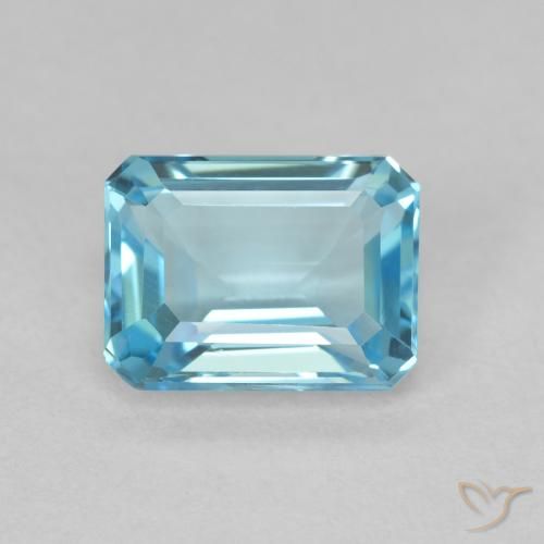 2.08ct Natural Azul claro Topacio, Corte Octágono / Esmeralda, VVS-VS, Photo A