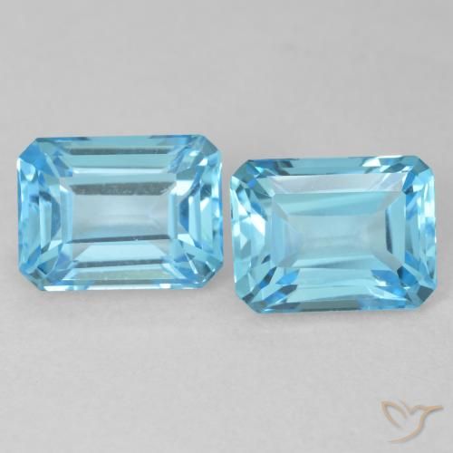 Gemas de Topacio Azul Suizo natural de 4.34 ct, Corte Octágono / Esmeralda, VVS-VS
