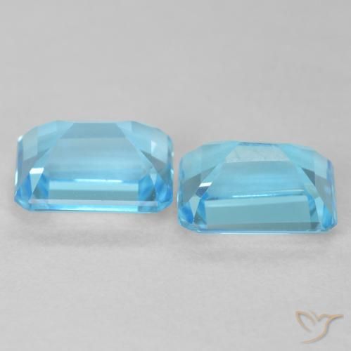 Gemas de Topacio Azul Suizo natural de 4.34 ct, Corte Octágono / Esmeralda, VVS-VS