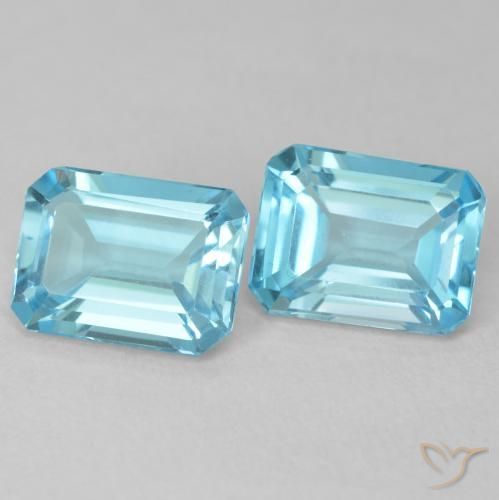 Gemas de Topacio Azul verdoso claro natural de 3.70 ct, Corte Octágono / Esmeralda, VVS-VS