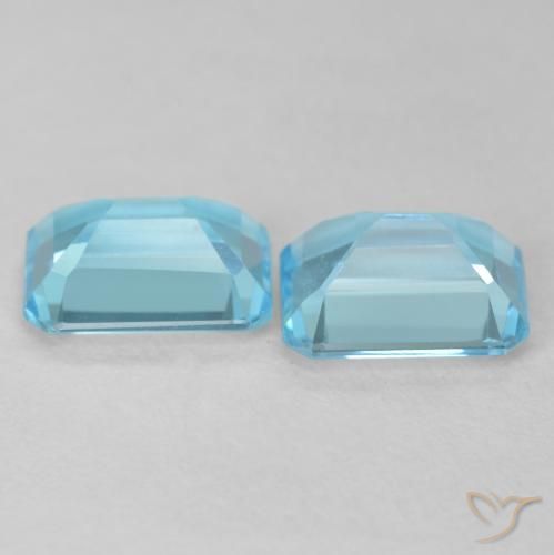 Gemas de Topacio Azul verdoso claro natural de 3.70 ct, Corte Octágono / Esmeralda, VVS-VS