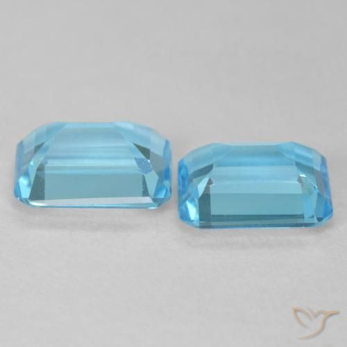 Gemas de Topacio Azul Suizo natural de 3.75 ct, Corte Octágono / Esmeralda, VVS-VS