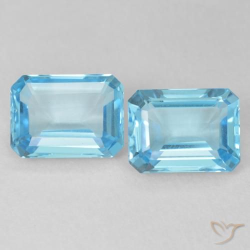 3.68ctw Natural Azul Suizo Topacio, corte esmeralda, VVS