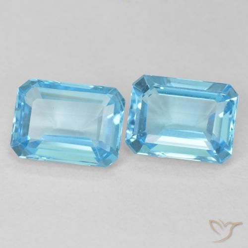 Gemas de Topacio Azul Suizo natural de 3.68 ct, Corte Octágono / Esmeralda, VVS