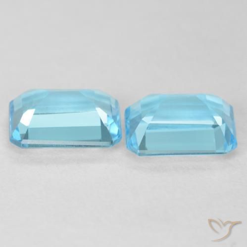 Gemas de Topacio Azul Suizo natural de 3.68 ct, Corte Octágono / Esmeralda, VVS